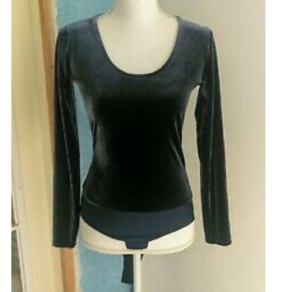 Jcrew scoop neck black velvet bodysuit size large